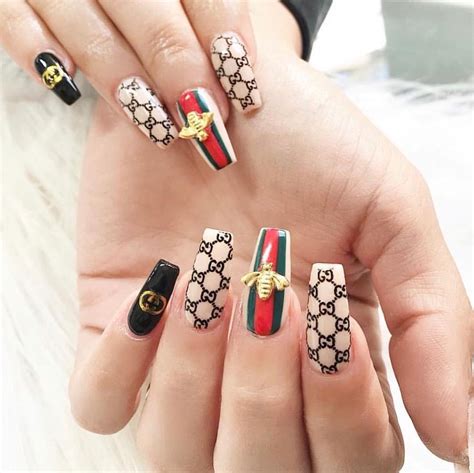 press on nails with gucci print|white gucci nail designs.